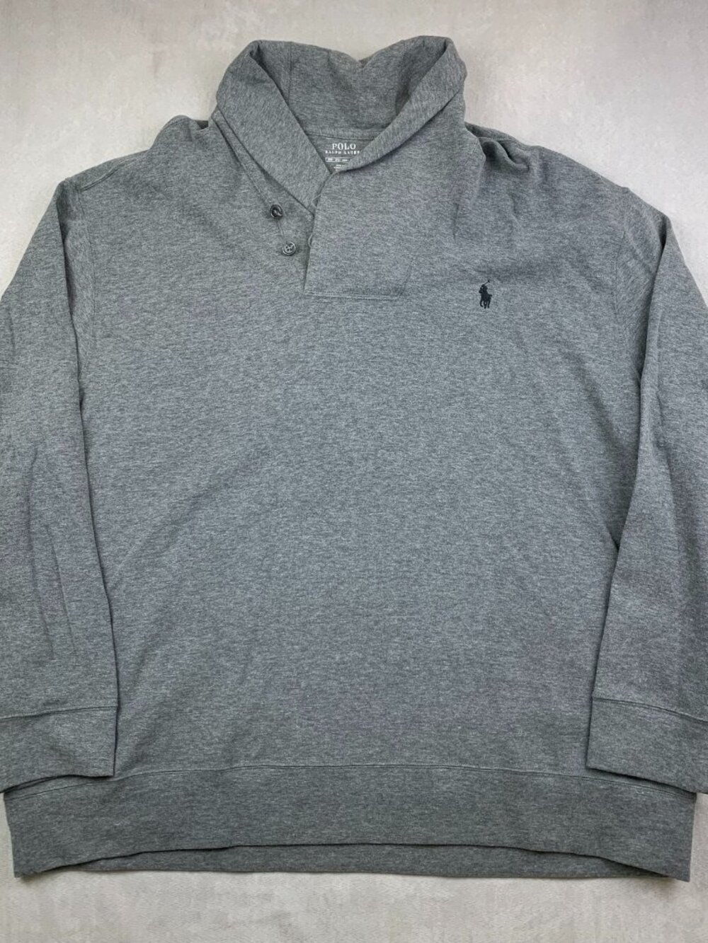 Ralph Lauren Polo Mens Sweater 2XB Gray Luxury Jersey Shawl-Collar Pullover